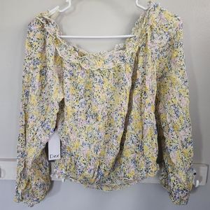 Dex NWT women's top yellow white crop small
